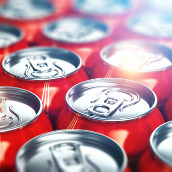 tops of coca-cola cans